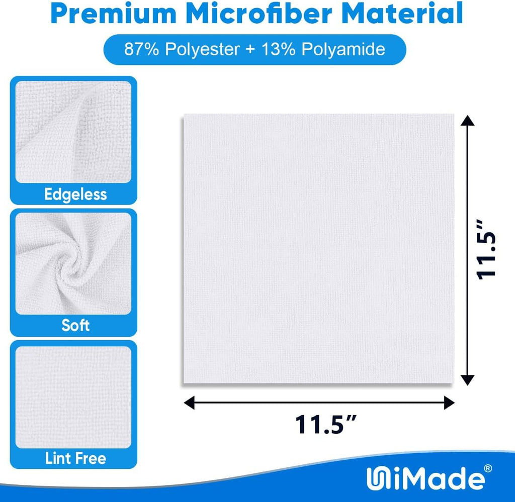 Shop Towel Rags, 50 Pack Reusable Shop Rags Bulk Microfiber Cleaning Cloth Lint Free Cleaning Towels for Car Kitchen Automotive Bar Mechanic Restaurant Garage, 11.5"x 11.5", White