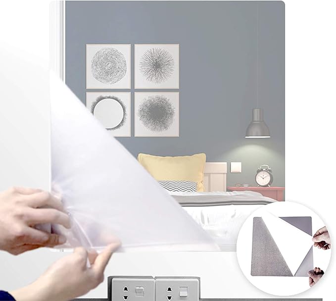 Acrylic Mirror Sheet Self Adhesive Wall Mounted Home Décor Non Glass Sticky Mirror Tile Thickness 0.08in (2mm) Square 8x8 inch