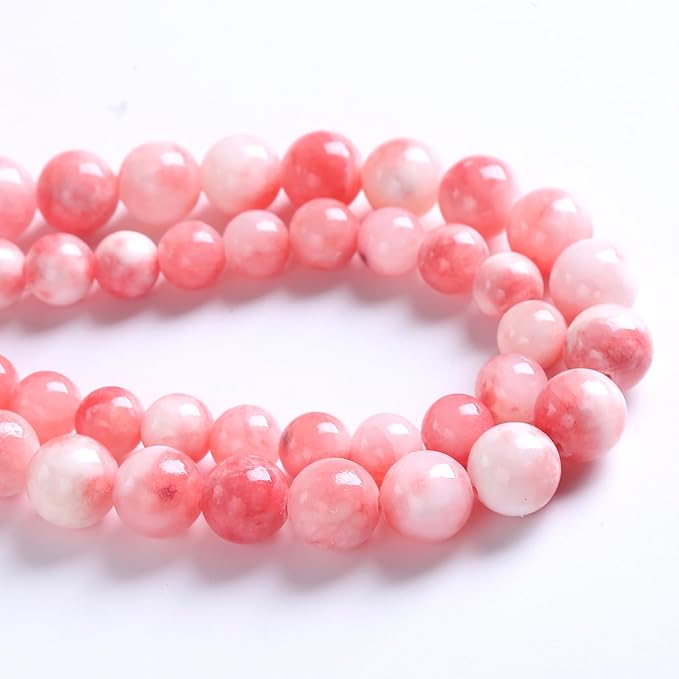 8MM 46PCS Pink Persian Jade Spacer Loose Beads for Jewelry Making DIY Bracelet Necklace