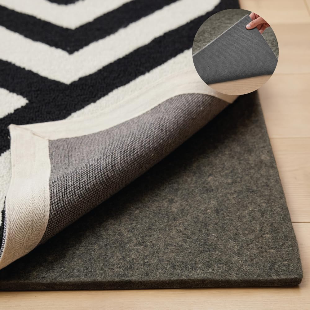 GORILLA GRIP Felt and Natural Rubber Stay in Place Slip Resistant Rug Pad, 1/4in Thick, 2x10 FT Protective Padding Under Area Rugs, Cushioned Gripper Pads, Carpet Runners, Hardwood Floors Protection