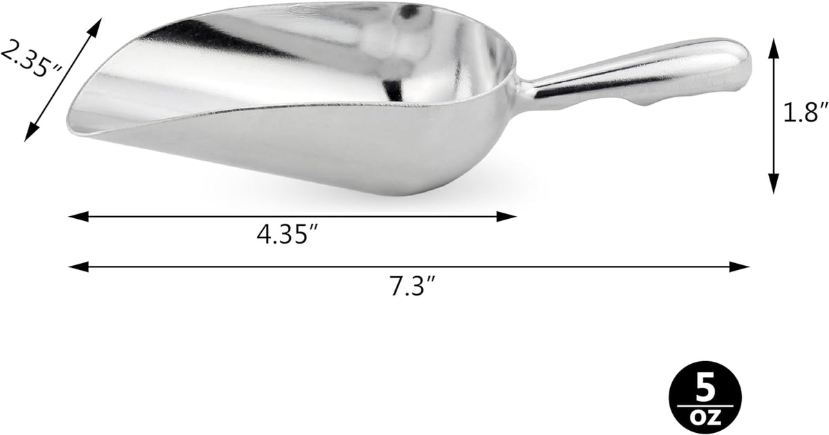 New Star Foodservice 34509 One-Piece Cast Aluminum Round Bottom Bar Ice Flour Utility Scoop, 5-Ounce, Silver (Hand Wash Only)