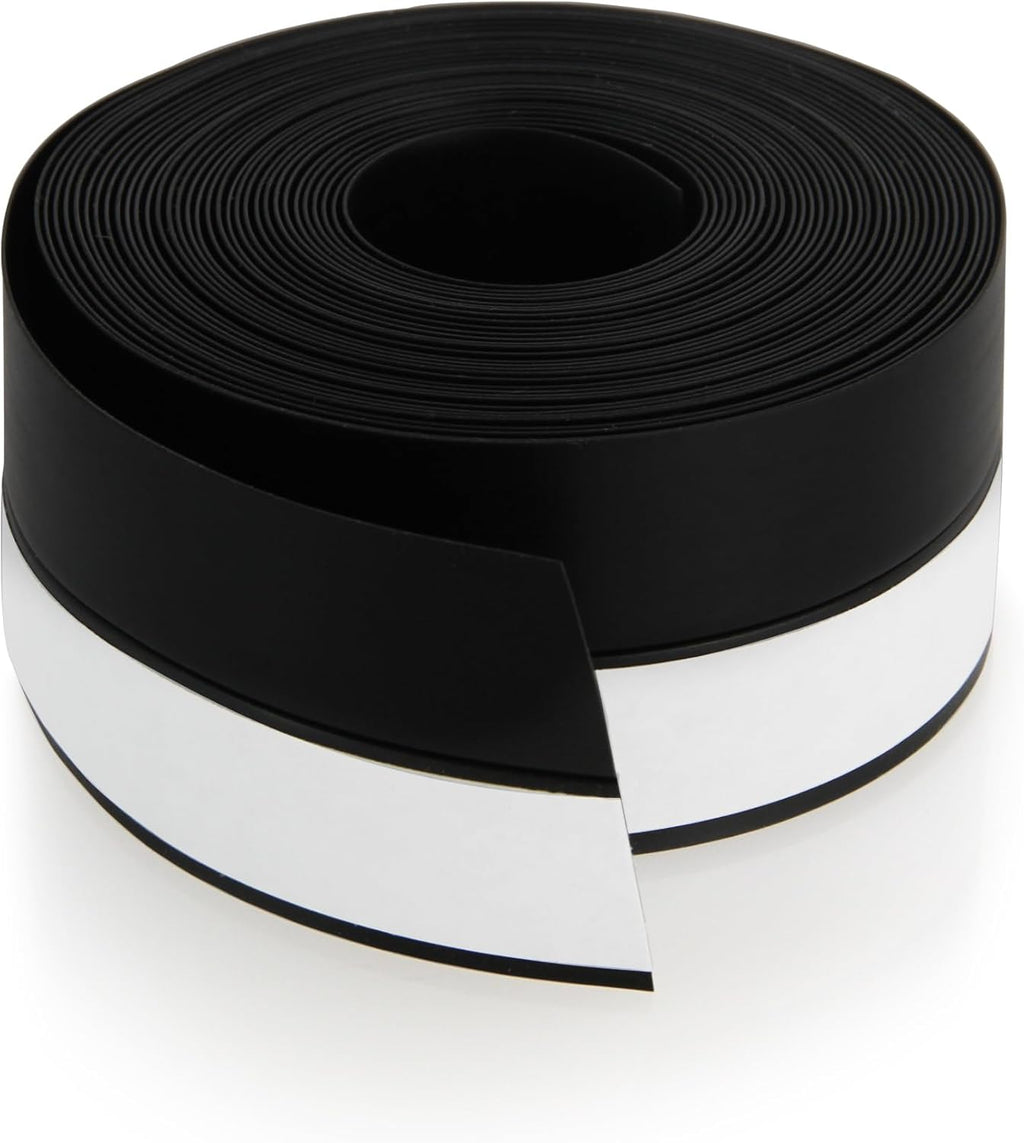Silicone Weather Stripping Door Seal Strip, 16.4 Feet Self Adhesive Sealing Sticker Sealing Tape for Door Draft Stopper Adhesive for Doors Windows Shower Glass Gaps (Black, Width 35mm)
