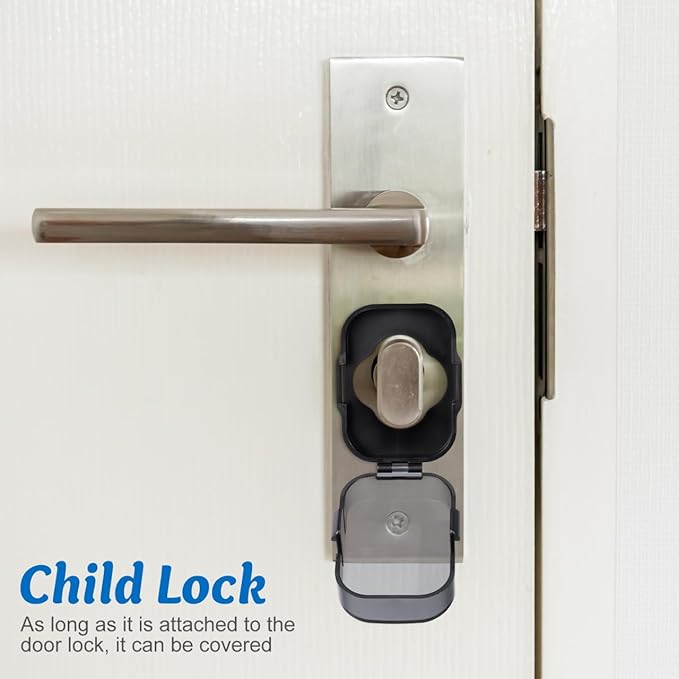 Garneck 3 Pcs Door Knob Safety Cover for Kids Toddler- Plastic Child Proof Deadbolt Protector Reusable Anti-Lock Door Lock Covers for Baby, Easy to Install