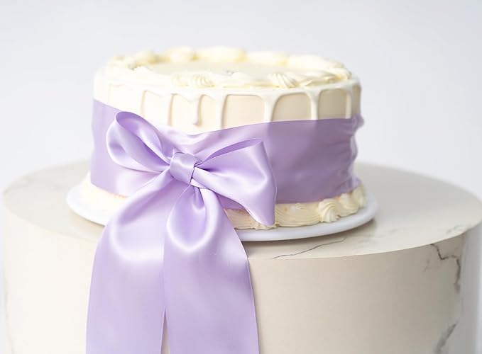 Lavender Satin Ribbon 2.5 Inch Double-Faced Ribbons 25 Yards for Gift Wrapping Crafts Flower Bouquet Wedding Paper Bows Invitations