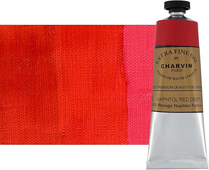Charvin Extra Fine Oil Paint, Napthol Red Deep 60 mL - Triple-Milled, Rich Texture, Poppy Oil-Based, Light-Fast, Handmade, Archival Quality