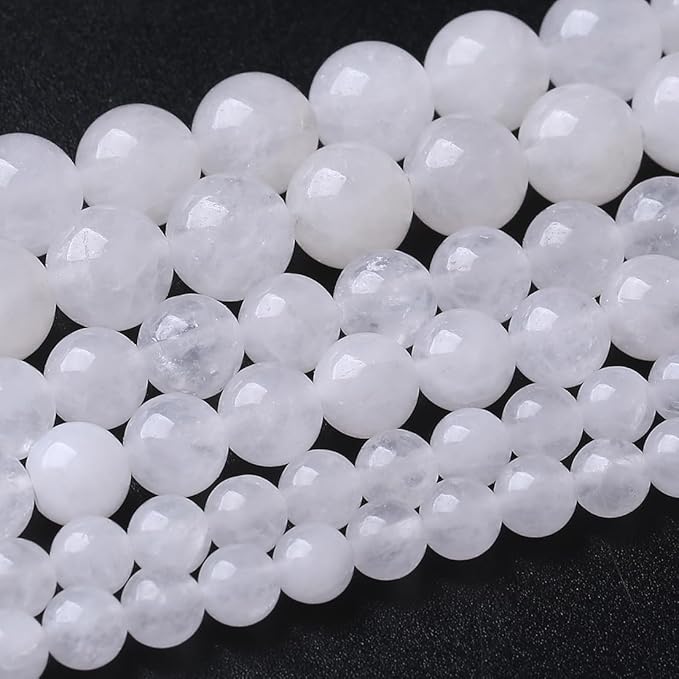60PCS 6MM White Chalcedony Stone Beads Energy Healing Beads for DIY Jewelry Bracelet Necklace Making for Jewelry Making 15Inch