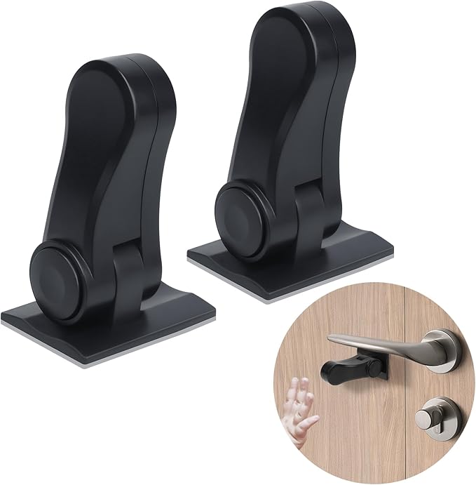 Child Proof Door Lever Lock - 2 Pack - Door Locks for Kids Safety - Door Knob Child Proof - Baby Proofing 3M Adhesive - Door Handle Child Proof - Baby Safety Locks for Toddlers - Black