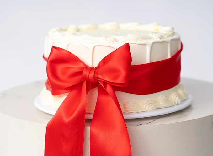 Red Satin Ribbon 2.5 Inch Double-Faced Ribbons 25 Yards for Christmas Gift Wrapping Flower Bouquet Wedding Paper Bows Invitations Crafts