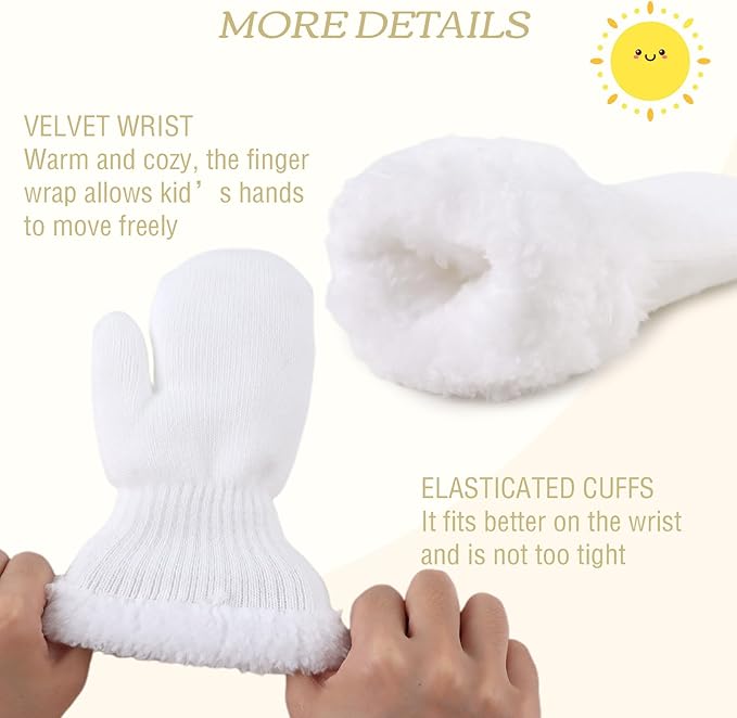 PESAAT Baby Girl Mittens Fleece Toddler Boy Mittens Warm Kids Winter Gloves Unisex Cold Weather Baby Gloves