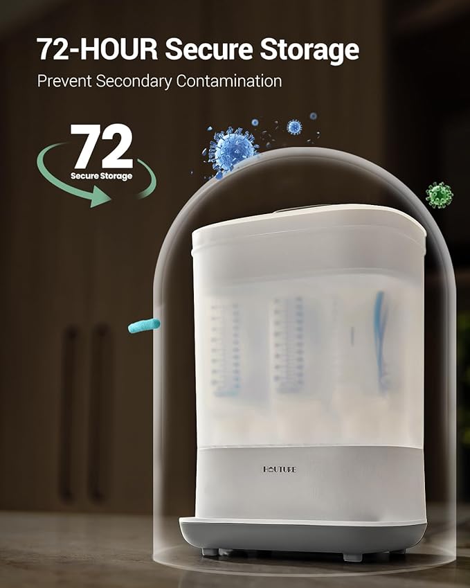 Baby Bottle Sterilizer | Esterilizador de Biberones, 6-in-1 HAUTURE Bottle Sterilizer and Dryer, Electric Steam Bottle Sanitizer for Baby Stuffs, Baby Bottles & Breast Pump Accessories