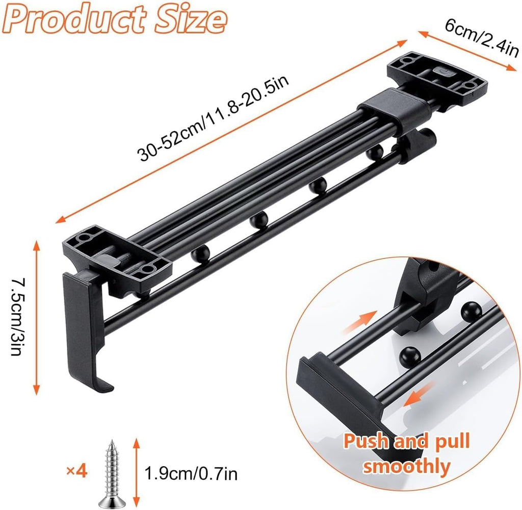 30cm Pull Out Closet Rod Heavy Duty Retractable,17 FT Indoor and Outdoor Retractable Clothesline,Wall Mounted Stainless Steel Retractable Clothesline (Dark Black)