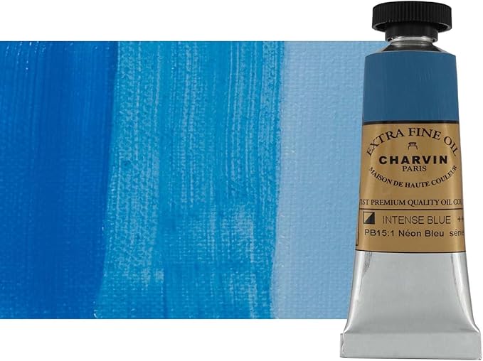 Charvin Extra Fine Oil Paint, Intense Blue 20 ml - Triple-Milled, Rich Texture, Poppy Oil-Based, Light-Fast, Handmade, Archival Quality