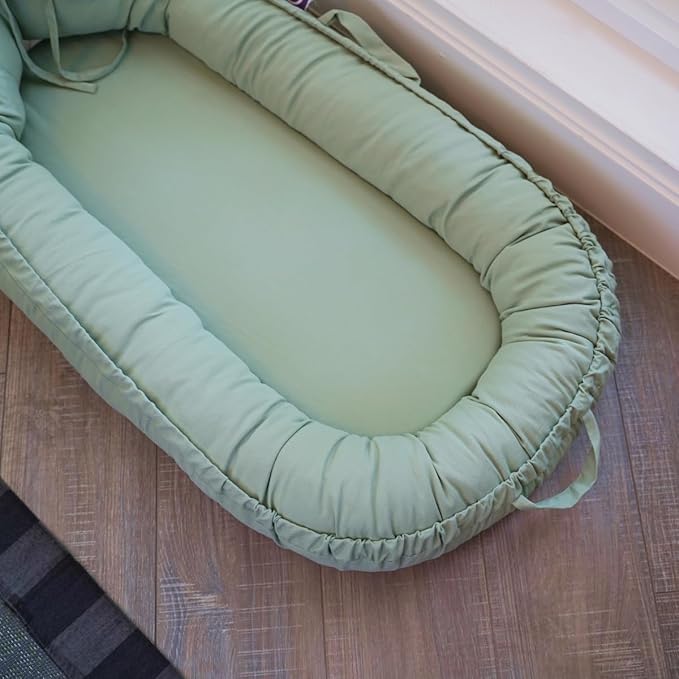 Infant Lounger, Baby Nest Cover for Baby Girls & Boys, Newborn Essentials for Baby 0-18 Months, 100% Cotton Breathable (Spring Green)