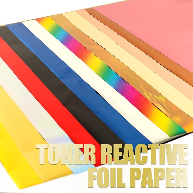 Briartw 20x29cm Hot Foil Paper 50 Sheets Pack Toner Reactive Foil Hot Stamping Foil Paper by Laser Printer and Laminator for Scrapbooking Craft Cardmaking DIY Album (Rainbow, 50 Sheets)