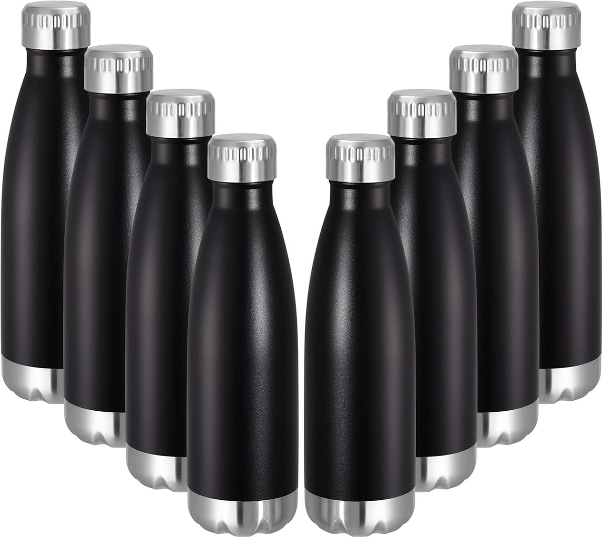 VEGOND 17oz Stainless Steel Water Bottles Bulk, Reusable Metal Sports Water Bottle Keeps Drink Hot and Cold, BPA Free Double Wall Vacuum Cola Shape Insulated Water Bottles for Camping Gym, 8 Pack