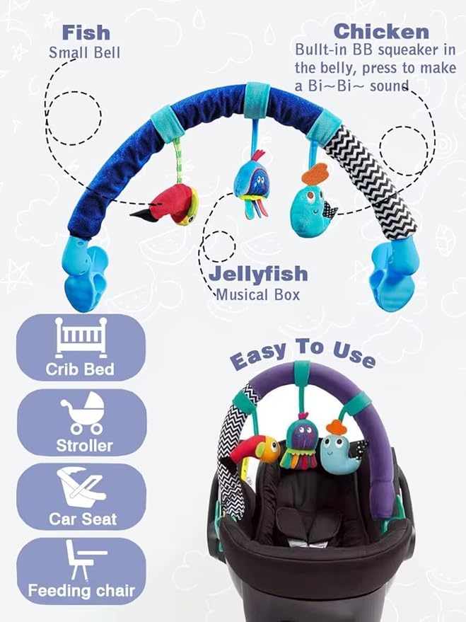 Pau1Hami1ton Baby Stroller Arch Toys, Car Seat Toys,Baby Gifts.S-19(Cloud)