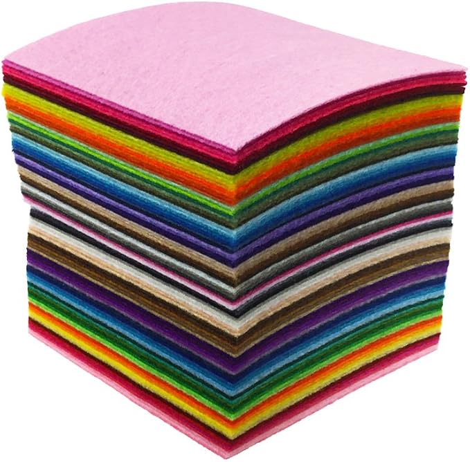 88pcs 4 x 4 inches (10 x 10cm) Assorted Color Mini Felt Fabric Sheets Patchwork Sewing DIY Craft 1mm Thick