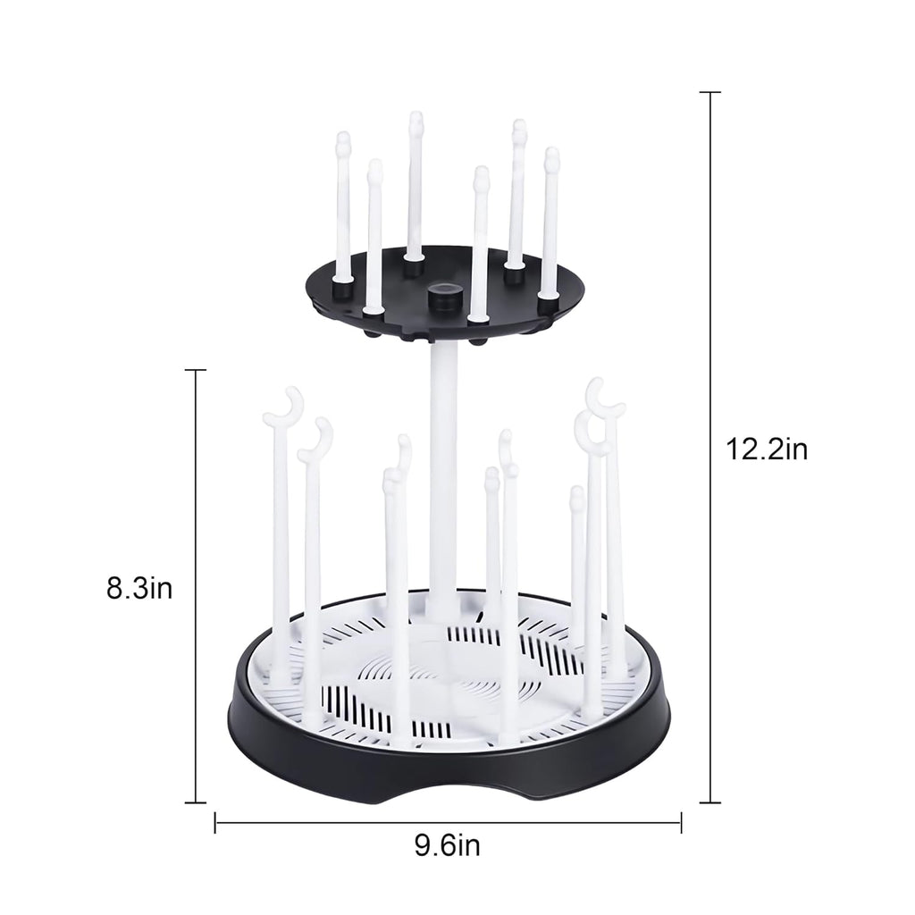 Baby Bottle Drying Rack,Double-Layer Bottle Drying Rack,Hold Up to 16 Baby Bottles,Suitable for Indoor, Kitchen, Living Room（Black and White）