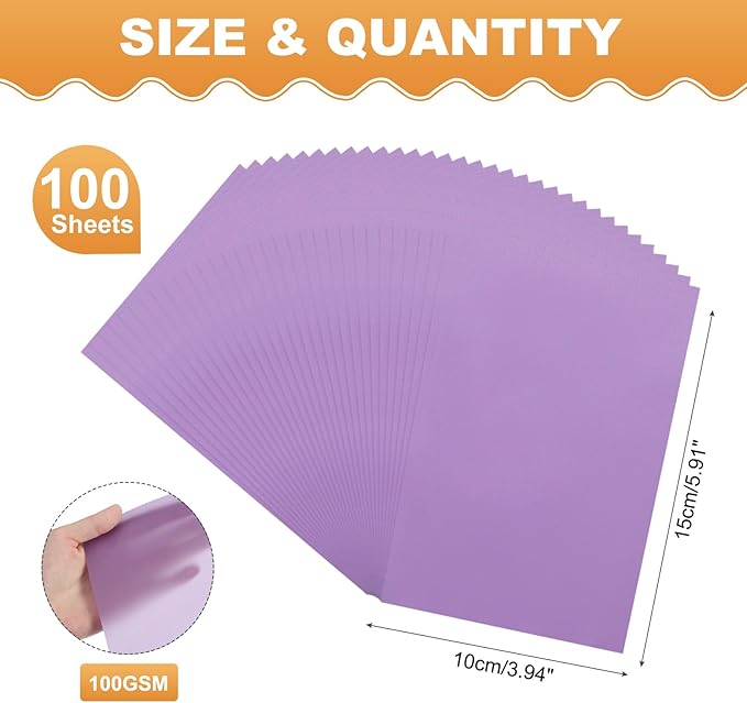 MECCANIXITY 100 Sheet Colored Vellum Paper 4" x 6", 100gsm Translucent Printable Vellum Sheets for Printing Wedding Invitations Inkjet Laser Printer, Purple