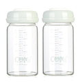 COMI Wide Neck Glass Breastmilk Collection n Storage Bottle, 6oz with Screw Ring Sealing Disk; Re-markable Sealing Disc. BPA Free, Fits Breast Pumps & Nipples (2 Pack Gray Lids)