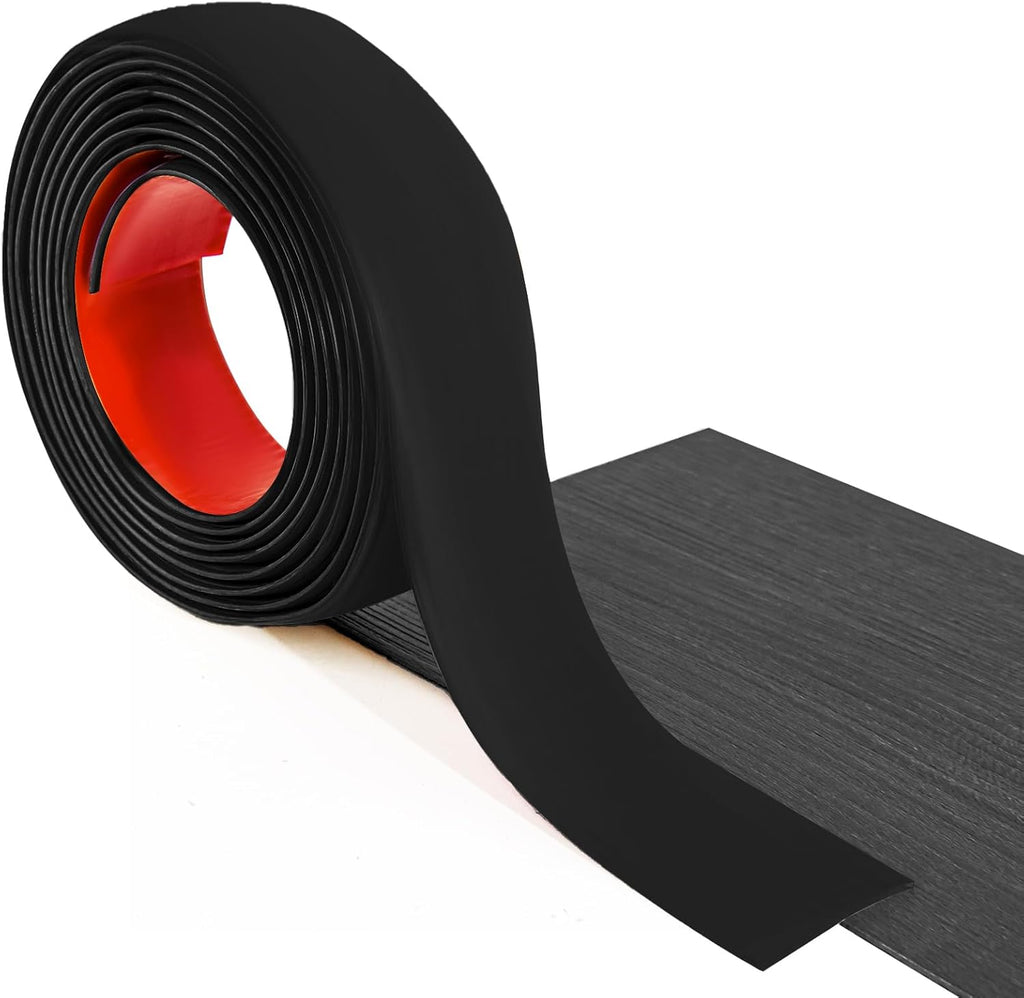 Art3d Self Adhesive Vinyl Floor Transition Strip, Laminate Floor Strip Floor Flat Divider Strip for Joining Floor Gaps, Carpet Threshold Transition, Floor Tiles (10 FT, 1.57in, Black)