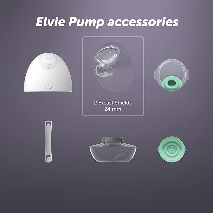Elvie Pump Breast Shield - 24mm | 2 Pack Nipple Shield Flange for Pumping Breast Milk | Breast Feeding Essentials for Electric Breast Pumps | BPA Free Breast Shells | Breast Pump Bra Compatible