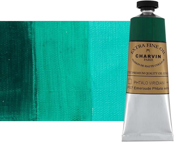 Charvin Extra Fine Oil Paint, Phthalo Viridian 60 mL - Triple-Milled, Rich Texture, Poppy Oil-Based, Light-Fast, Handmade, Archival Quality