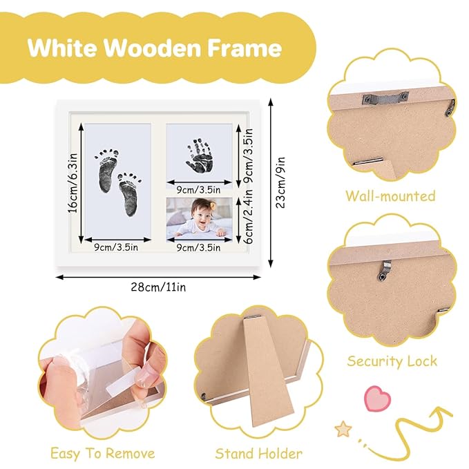 BEBOAN Inkless Hand and Footprint Kit, Baby Footprint Kit, Baby Keepsake Frames and Letter DIY Sticker, Personalized Baby Gifts, Dog Paw Print Kit, Pet Paw Print Impression Kit