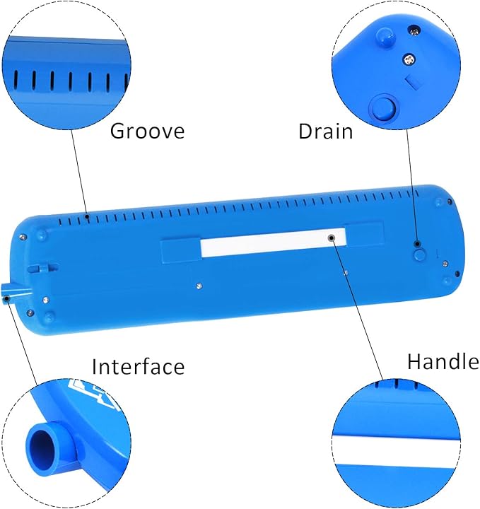 EastRock 32 Key Melodica Instrument Keyboard Soprano Piano Style with Mouthpiece Tube Sets and Carrying Bag for Beginners Adults Gift Blue
