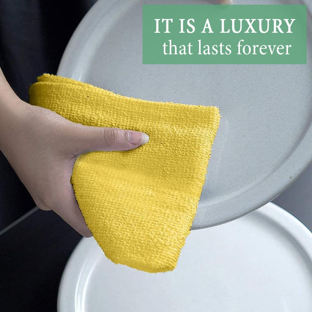 Cotton Terry Towel Rags Yellow 14x17|Pack of 60|Super Absorbent|Quick Dry Multipurpose Restaurant Towels