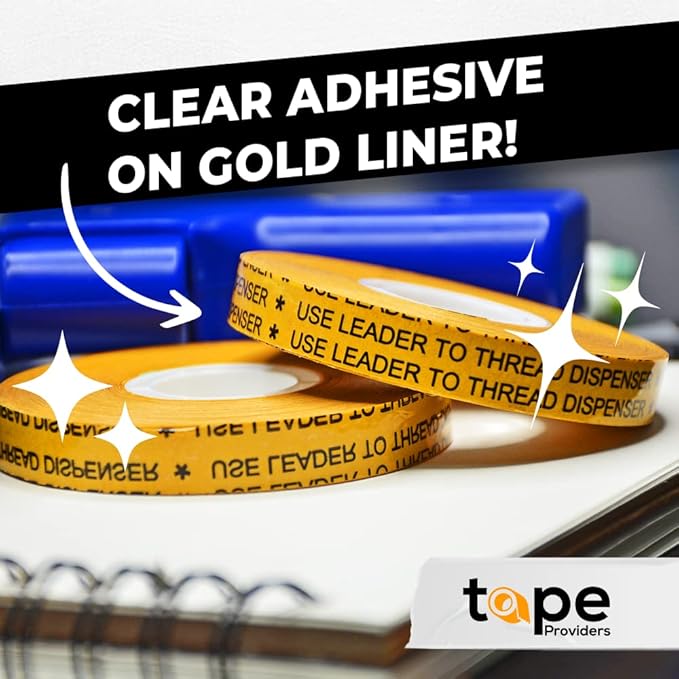 WOD General Purpose ATG Tape, 1/2 inch x 36 yds. (Set of 12 Rolls) Adhesive Transfer Tape Glider Refill Rolls Clear Adhesive on Gold Liner (Acid Free) RWATG20