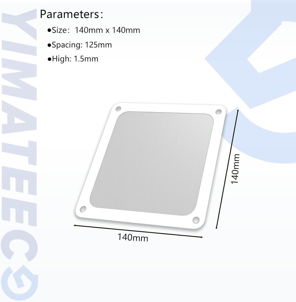 Dust Filter PC 140mm Computer Fan Filter Grills for Computer Cooler Fan/PSU/Routers 50 Mesh, Magnetic Frame PC Cooler Filter Dustproof Mesh (PVC, 140 * 140mm, 5pcs, White)