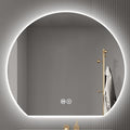 Bathroom Mirror with 3 Colour LED Lights, Wall Mounted Bathroom Vanity Mirror, Demister Heat Pad/Dimming Function/Touch Switch Smart Mirror(A,35.4"x31.8"/90x81cm)