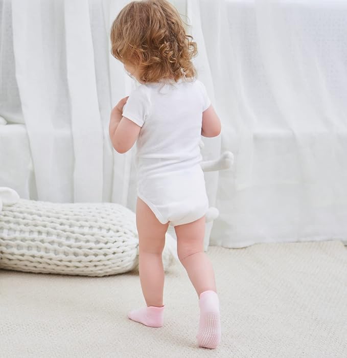 Zaples Baby Non Slip Grip Ankle Socks with Non Skid Soles for Infants Toddlers Kids Boys Girls