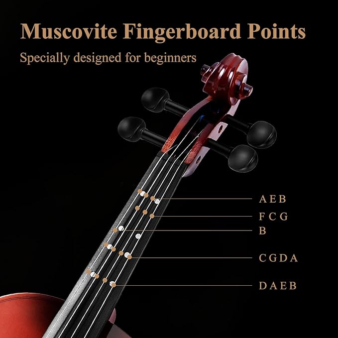 Eastar 1/4 Violin Set for Beginners, Fiddle Quarter Size with Hard Case, Rosin, Shoulder Rest, Bow, and Extra Strings (Imprinted Finger Guide on Fingerboard), EVA-2