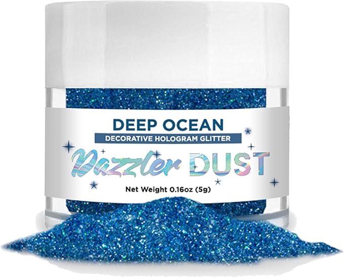 BAKELL Deep Ocean Art & Craft Glitter, 5g Jar | Dazzler DUST | Non-Toxic Decorating Glitter | Arts, Crafts, Slime, Glue, Paint, Face & Body (Deep Ocean)