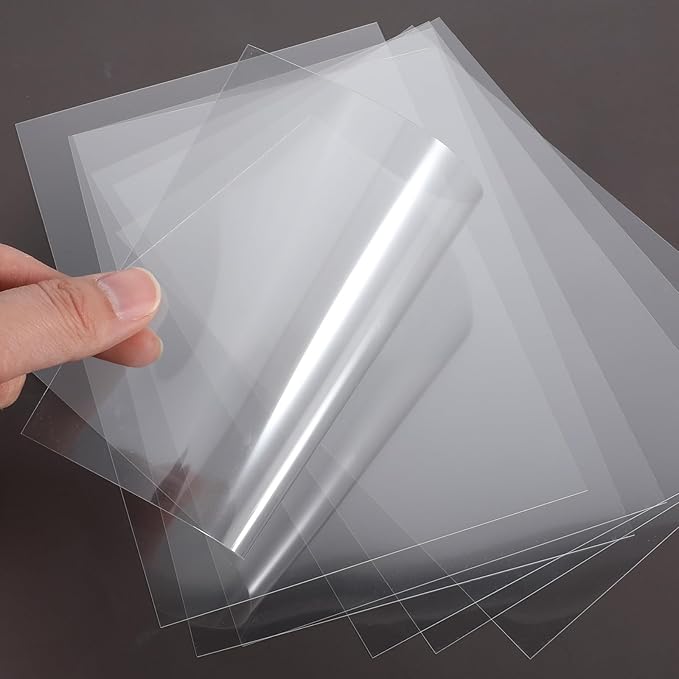 50 Pcs Heat Resistant Clear Acetate Sheets - 4.3x6.3 inch for Handmade Crafts, Transparent Plastic Sheets, BPA Free, Heat Shrink Papers, Anti-static & Easy to Cut