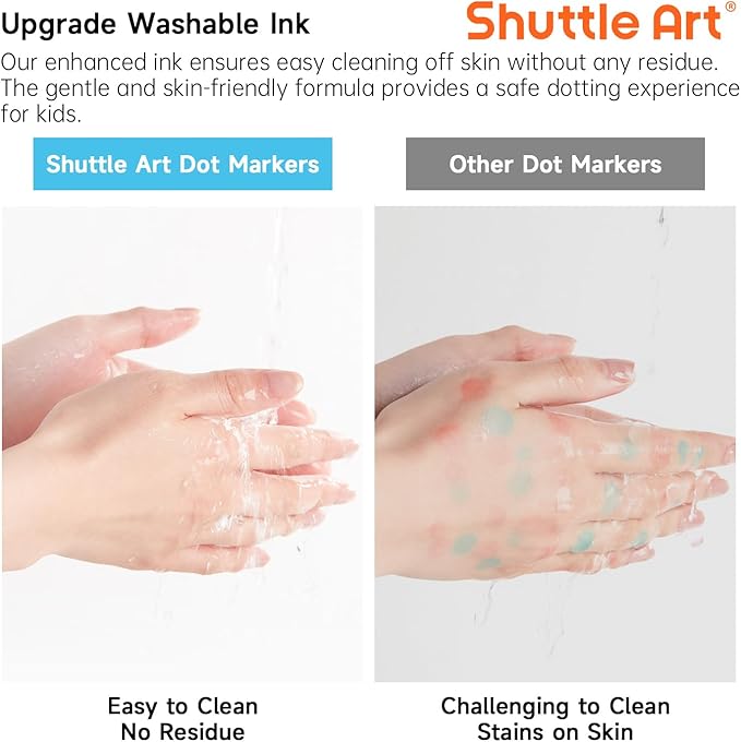 Shuttle Art Washable Dot Markers 36 Colors with Free Activity Book, Fun Art Supplies for Kids Toddlers and Preschoolers, Non Toxic Water-Based Paint Daubers, Dot Art Markers