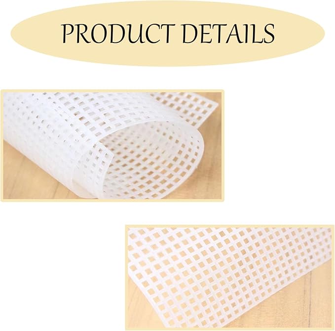 2 Sets Crochet Bag Canvas Sheets, Clear Mesh Plastic Canvas Sheets for Crochet Bucket Bag Making, Embroidery, Acrylic Yarn Crafting Projects (White)