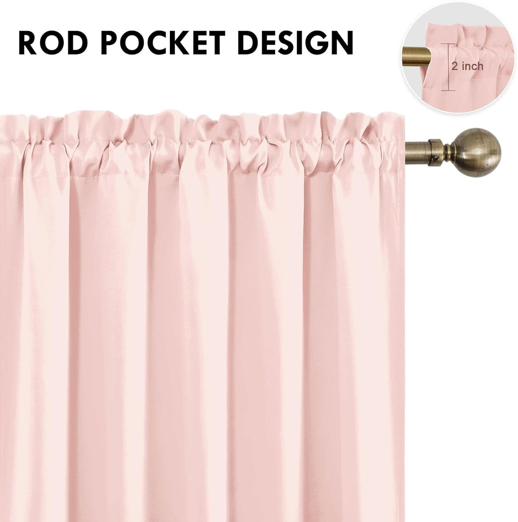 DWCN Blackout Curtains for Living Room Thermal Insulated, Energy Saving & Noise Reducing Bedroom Curtains, Blush Pink, W 70x L 72 Inch, Set of 2 Rod Pocket Curtain Panels