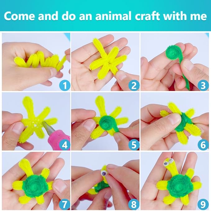 Iooleem 1000pcs Yellow Pipe Cleaners, Chenille Stems, Pipe Cleaners for Crafts, Pipe Cleaner Crafts, Art and Craft Supplies.