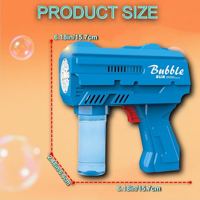 Kids Bubble Gun, Bubble Blaster with Refill Solution, Automatic Bubble Maker Blower & LED Light, Bubble Machine Guns for Toddlers Age 3-8, Outdoor Toys，Birthday Gifts，Easter, Wedding, Party (Blue)