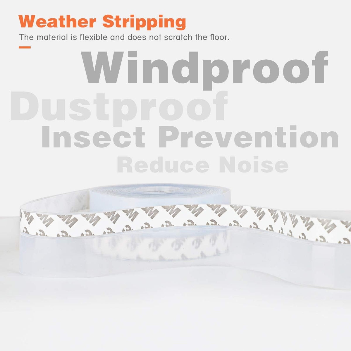 26 Feet Silicone Seal Strip, Transparent, 60MM - Door & Window Seal, Draft Stopper, Adhesive Tape for Doors, Windows & Shower Glass Gaps