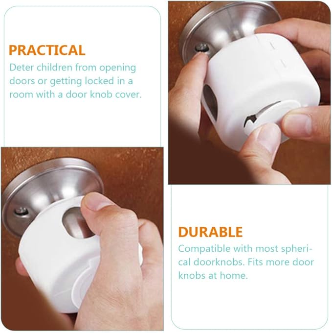 Kisangel Child Safety Door Knob Covers 4pcs Baby Door Handle Cover Child Door Knob Protectors for Easy Installation and Reusable Design,White Pp