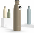 LARS NYSØM Stainless Steel Insulated Water Bottle 12oz 17oz 25oz 34oz 51oz | Insulated Thermo Flask for Hot and Cold Beverages | Leakproof Drinking Bottle (Taupe Brown, 25.4 oz)