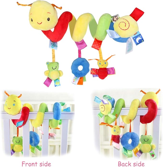 Uonlytech Baby Crib Hanging Rattles Toys, Carseat Toys Hanging Rattles Spiral Stroller Crib Cot Toy Spiral Toy Pram Hanging for Babies Boys and Girls