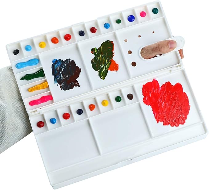 Transon Large Paint Palette Box 29 Color Mixing Wells with 1 Liner Brush