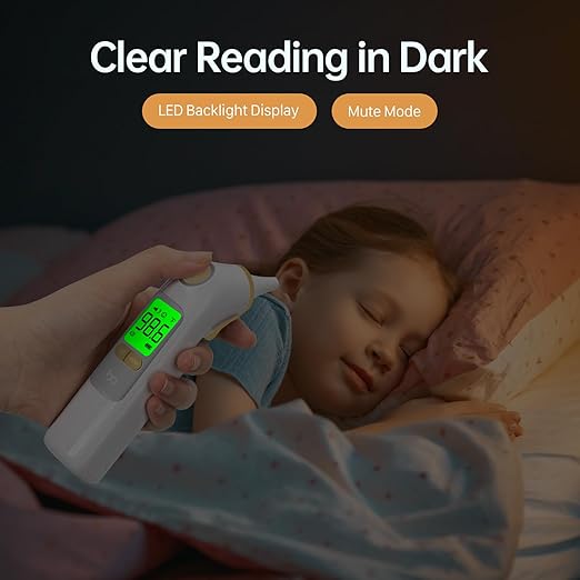 Ear Thermometer, Highly Accurate Ear Thermometer for Kids, Adults and Babies, 30 Memory Recall, 1s Result and 3-Color Fever Alert, with 24 Disposable Probe Covers, Yellow