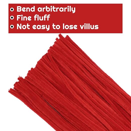 110 Pieces Red Pipe Cleaners - Christmas Chenille Stem for Creative Home Decoration, Arts and Crafts Projects