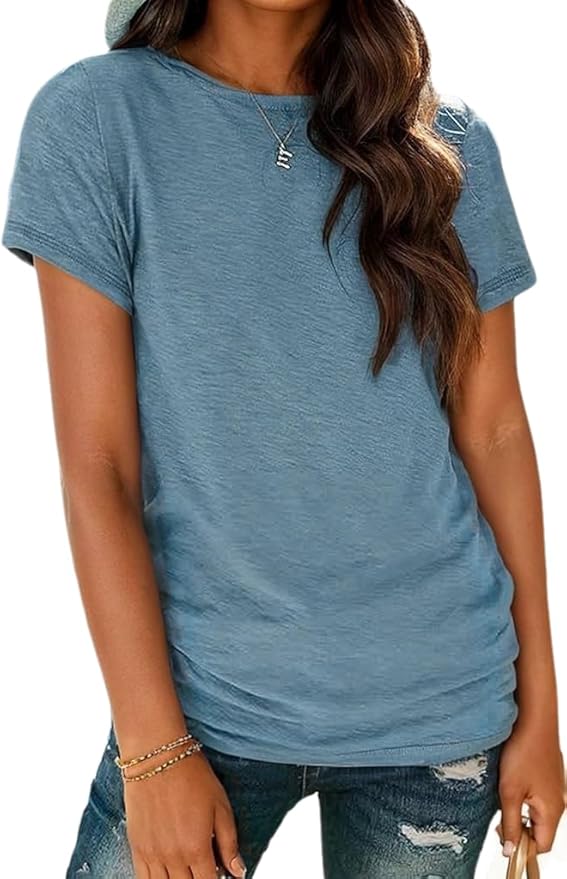 Soft Short Sleeve Shirts for Women, Crew Neck T Shirts for Women Loose Fitting Lightweight Top Basic Tee Shirt